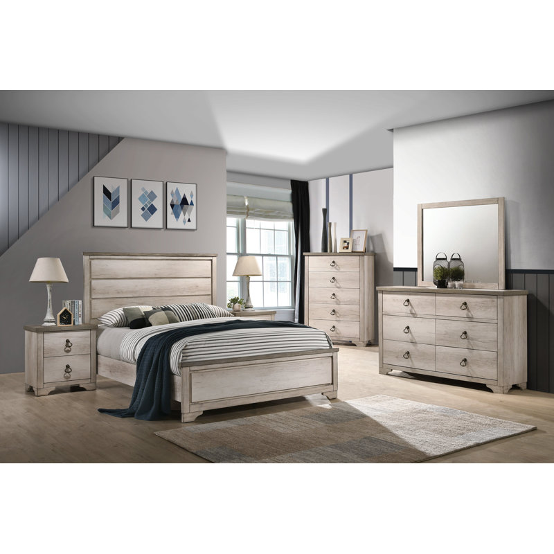 Amulya Solid Wood Panel Bedroom Set, King