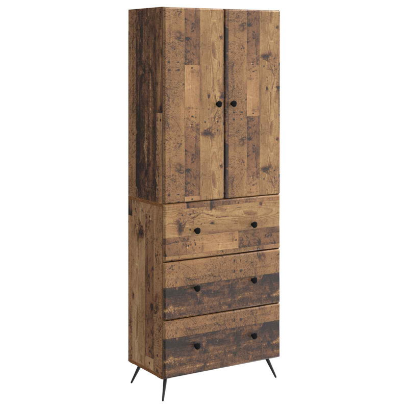  Cabinet Set 2 Pcs Engineered Wood Storage Organizational Unit Office, Old Wood