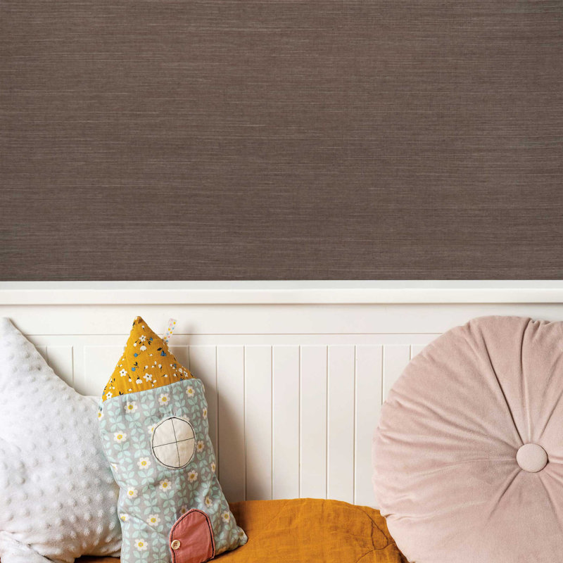 Sisal Monochromatic Authentic Grasscloth Wallpaper, Brown