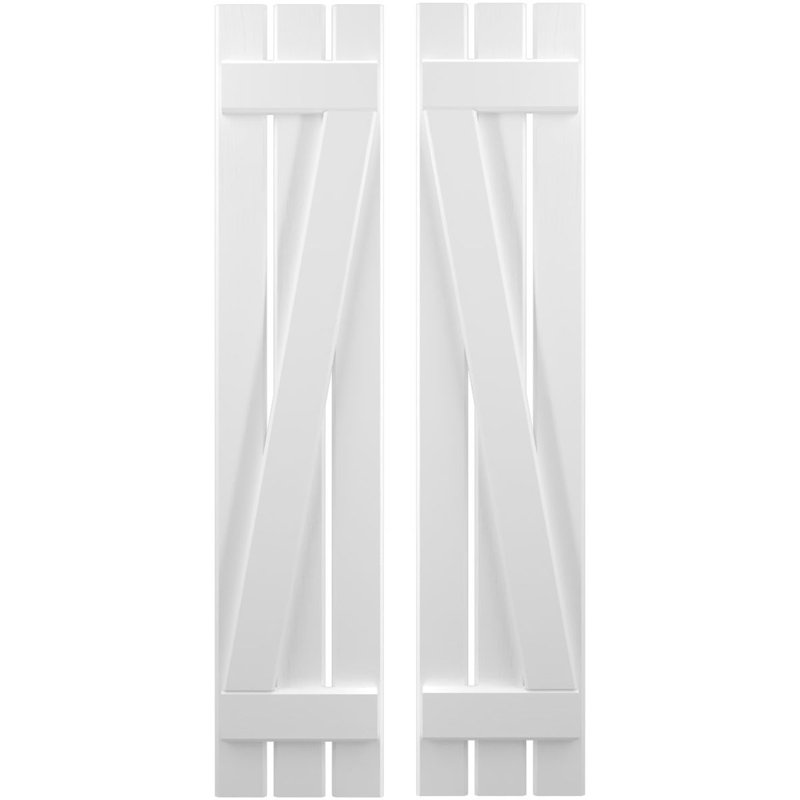 Volets de planche-n-lattes avec barre en Z (par paire) Americraft (2 lattes), Blanc, 11 1/2", 53"