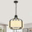 Lustre tambour 4 lumières de style campagne moderne 18 "avec abat-jour en lin beige pour îlot de cuisine