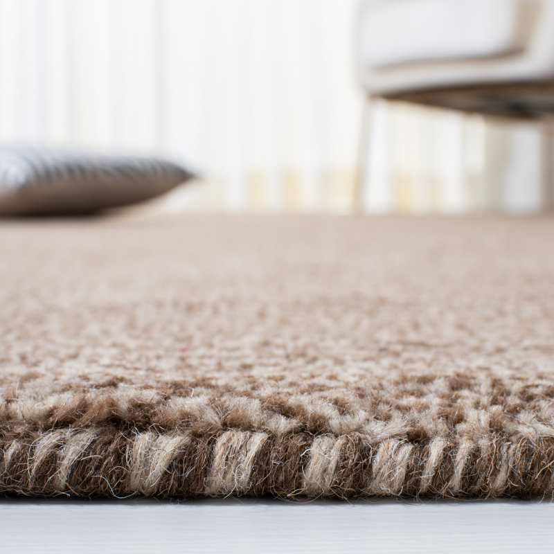 Tapis brun uni en laine / coton tissé à la main Frann, Rectangle 8 pi 9 po x 12 pi