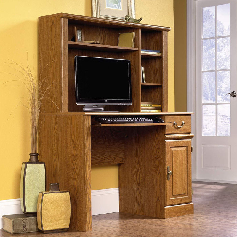 Red Barrel Studio® Computer Desk,Oak finish,three adjustable shelves ...