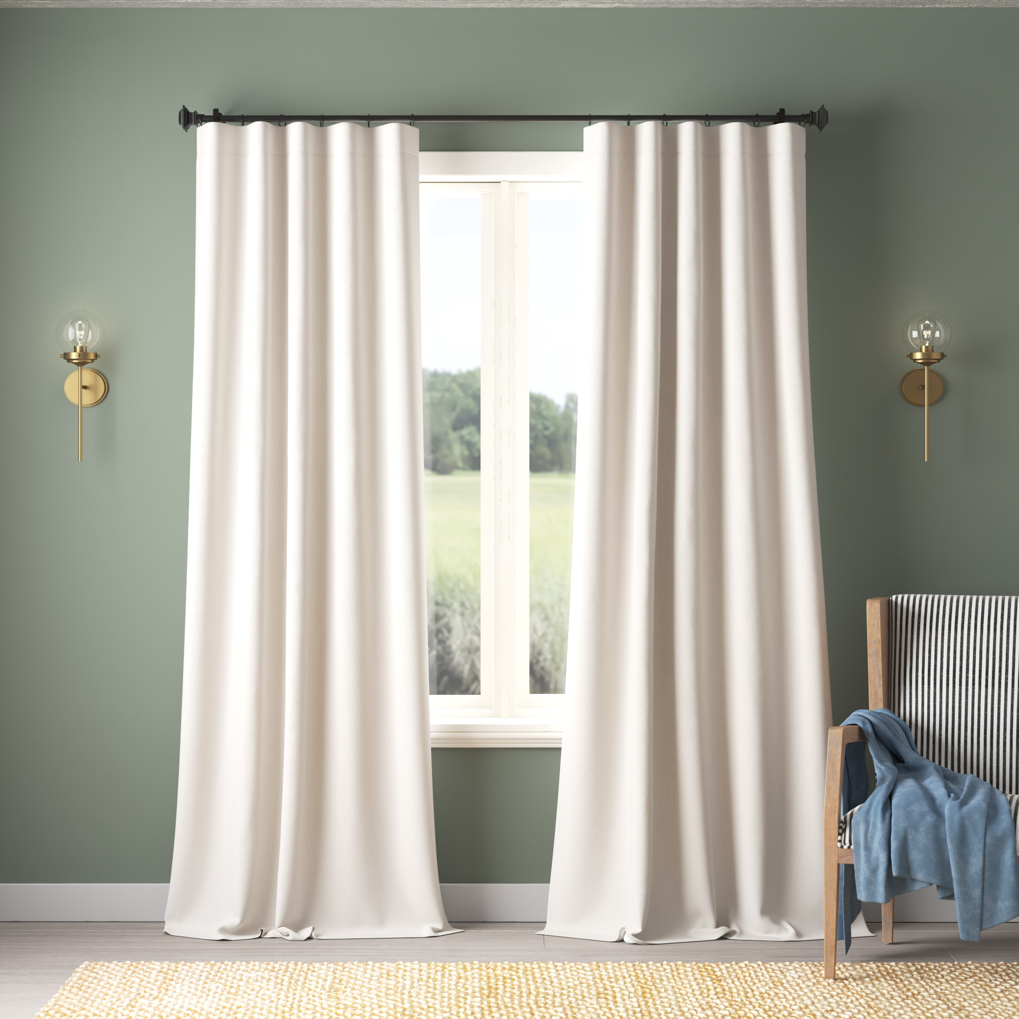 Swift Blackout Cotton Curtain, Supreme Cream, 50" W x 96" L