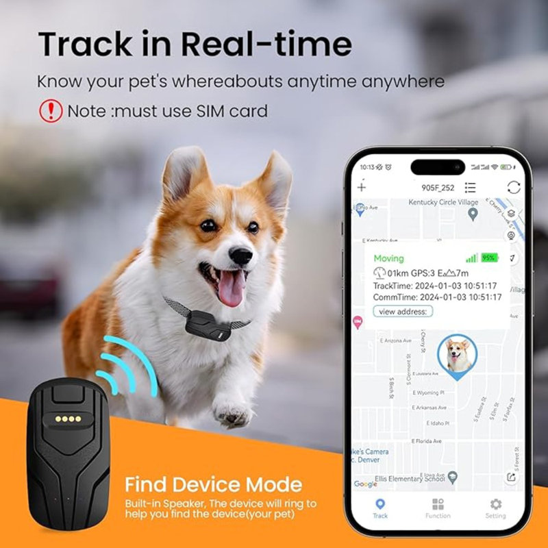 GPS Tracker & Health Monitoring For Dogs,Wireless Fence 2 In 1 Pet Tracking Smart Collar,Unlimited Range,Real-Time GPS Tracker For Pets,Wellness & Escape Alerts Waterproof,Works With Any Smartphone