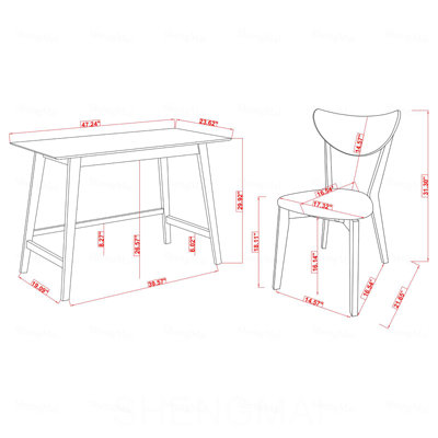 Ensemble de bureau d'écriture 2 pièces noyer