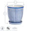 Nicola Spring - Hand Printed Plant Pot with Saucer - 20.5cm - Navy-112600967