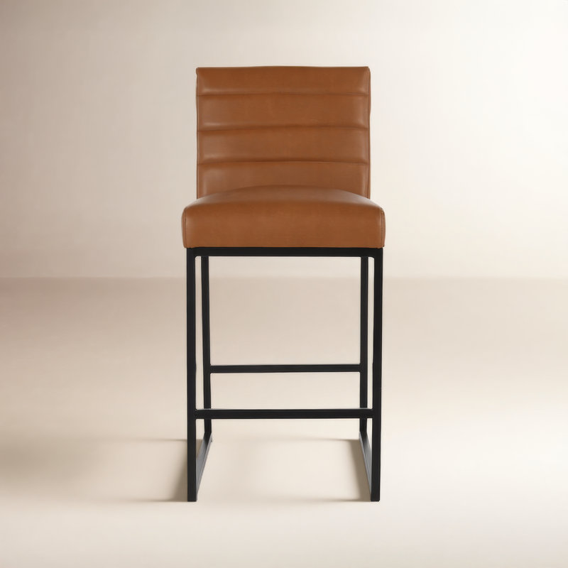 Oona Vegan Leather Bar & Counter Stool, Cognac, Counter Stool (26.2” Seat Height)