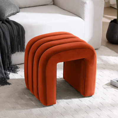 Rienna 19.3" Wide Modern Channel-Tufted U-Shaped Ottoman