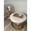 Dallis Natural Rattan and Beige Fabric Pouf