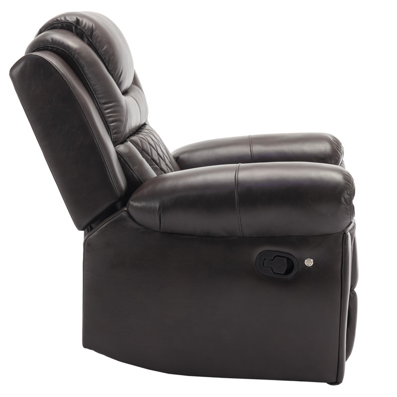 Home Theater Seating Manual Recliner Chair With LED Light Strip For Living Room, Brown Faux Leather
