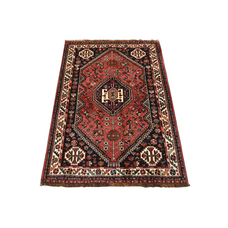 Tapis rouge en laine années 1990 3 pi 7 po x 5 pi 1 po Graydin