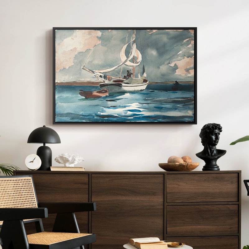 Sloop, Nassau, 1899 - Winslow Homer, toile tendue avec châssis Homer, 24 po x 36 po, Naturel