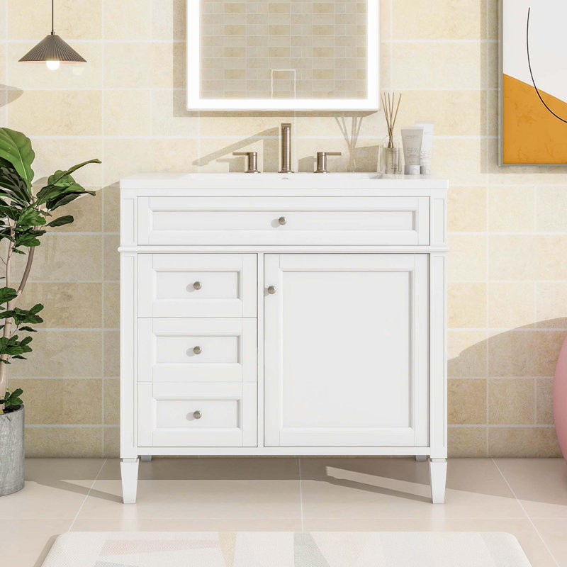 Meuble-lavabo 36 po avec lavabo supérieur, Blanc