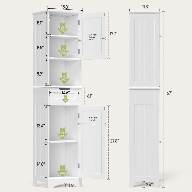 Armoire de rangement haute 67 po H, Blanc