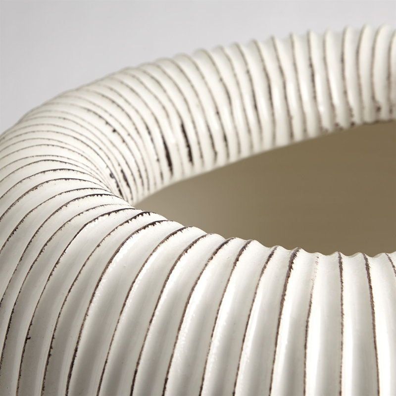 Baleen Cachepot-Ivory w/Brown Edges