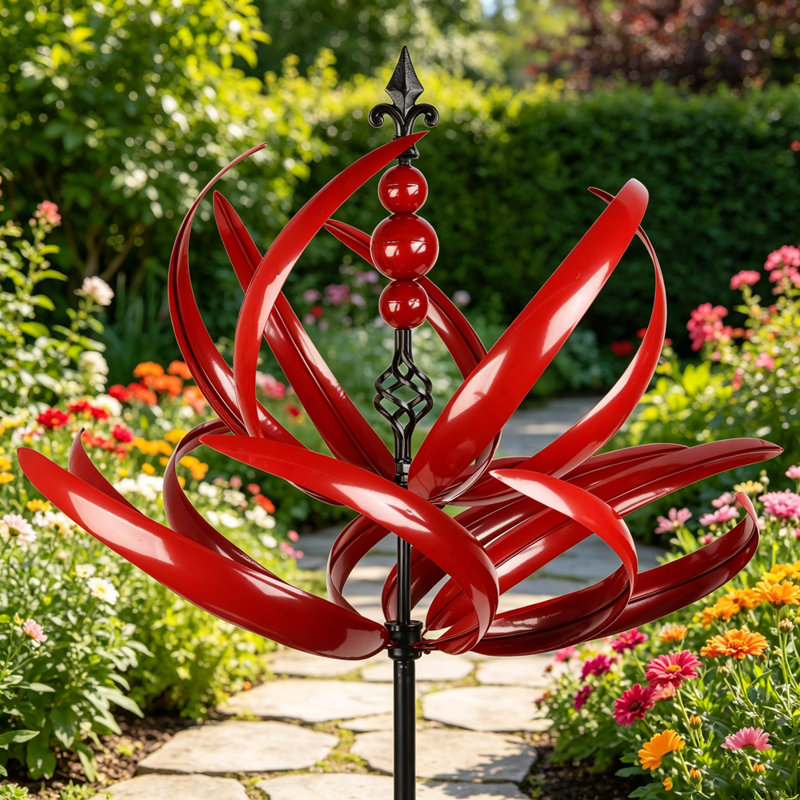 Grand décor de jardin en forme de vent cinétique en métal
