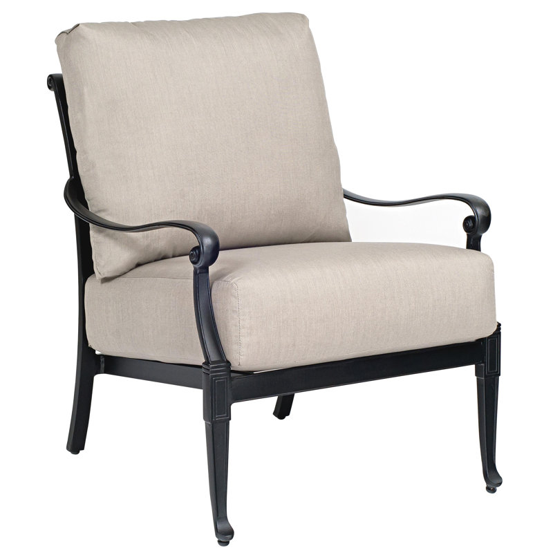 Wiltshire Outdoor Lounge Chair, Textured Black, Impact Vapor Gray Sunbrella®