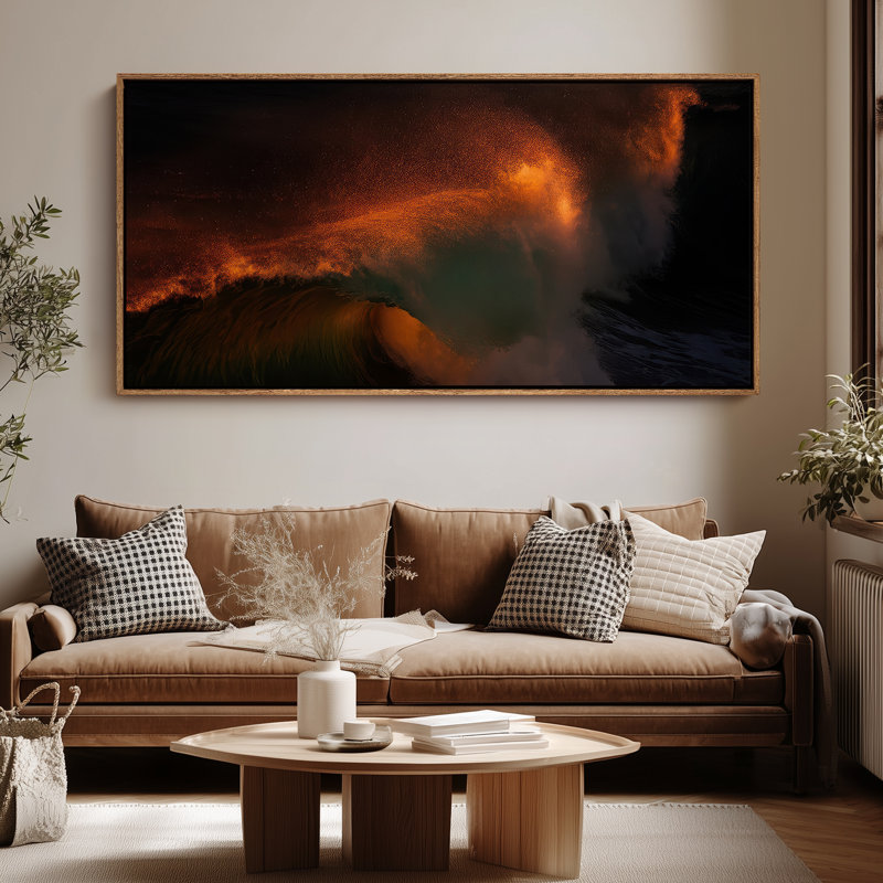 Très grand art mural rétro encadré pour art classique, H 30 po x l 60 po, Naturel