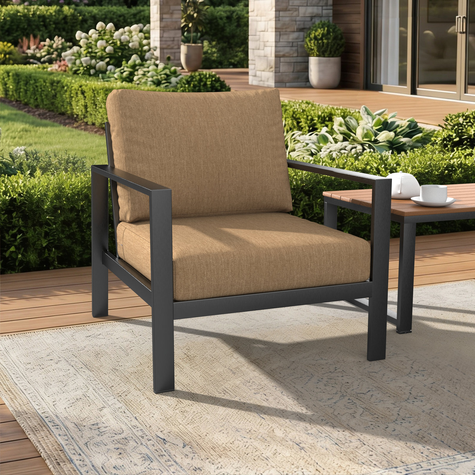 Amala Outdoor Sunbrella® Seat/Back Cushion, Sunbrella® Canvas Heather Beige , 25" W x 25.5" D