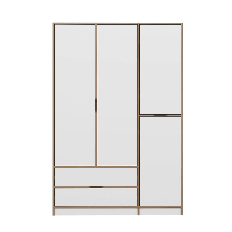 Armoire blanche moderne avec tablettes Wesa, 55,1 po x 81,9 po x 20,5 po | 100% panneau de particules enduit de mélamine, épaisseur: 0,7 pouce | Conception murale, solution de rangement élégante et fonctionnelle pour toute pièce