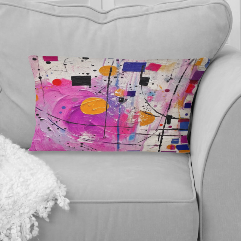 Coussin rose à imprimé Cubism Unleashed