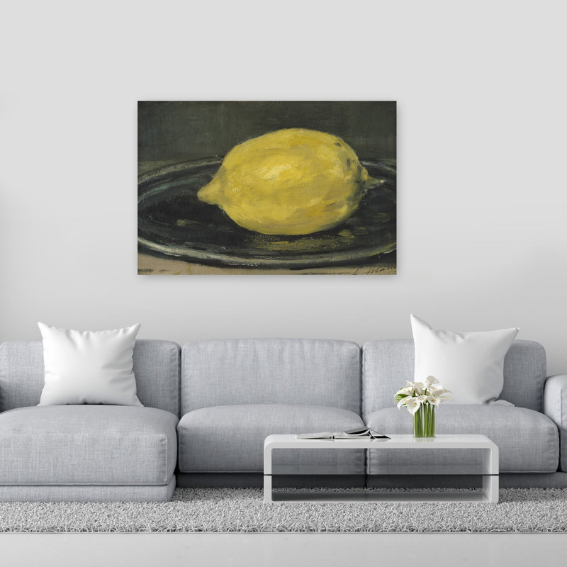 Le Citron, 1880, estampe d'art mural contemporain abstrait impressionniste représentant un fruit., H 40 po x l 60 po