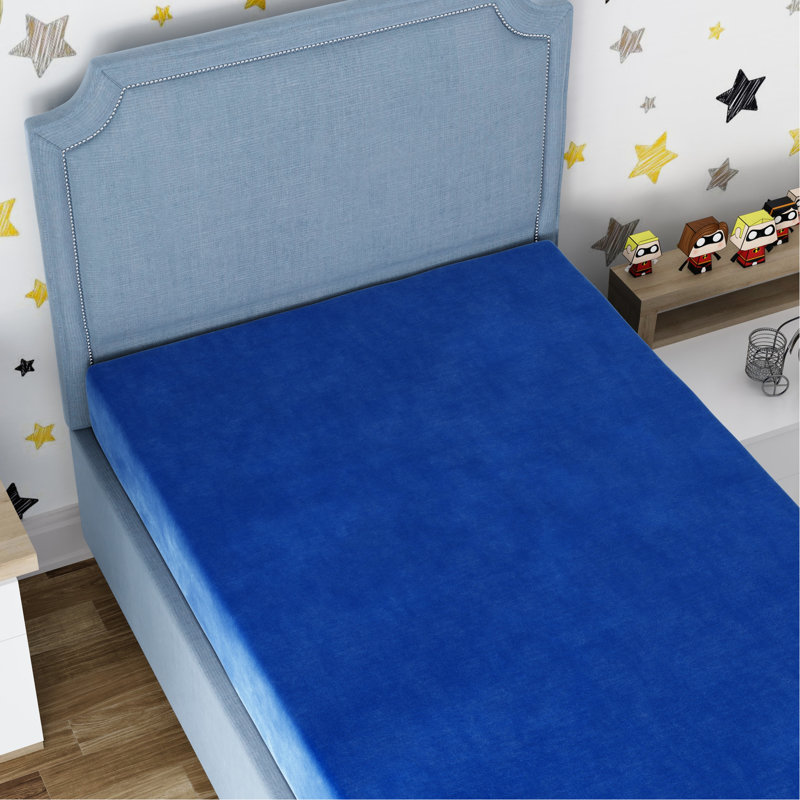 Matelas simple bleu 7 po pour jeunes avec housse d'eau, couche de confort mémoire de 2 po 3 lb, base de soutien à haute densité de 5 po, ou base à choix complet, options