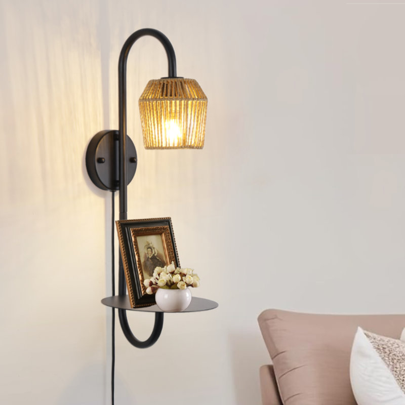 Alyza 1 - Light Plug-in Black Armed Sconce