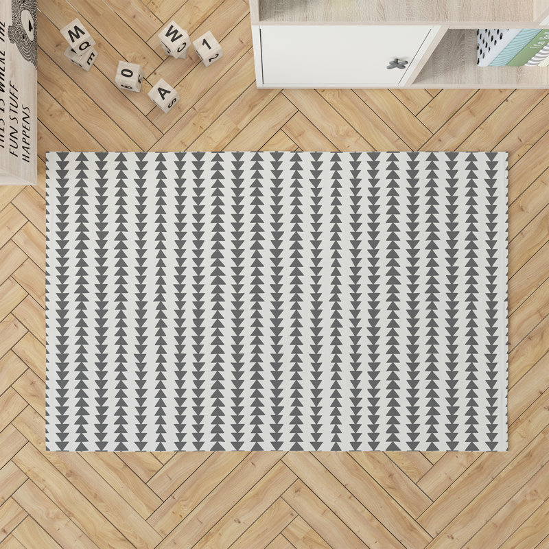 Tribal Arrows Kids Play Mat, Ivory/Charcoal, Rectangle 5' x 7'