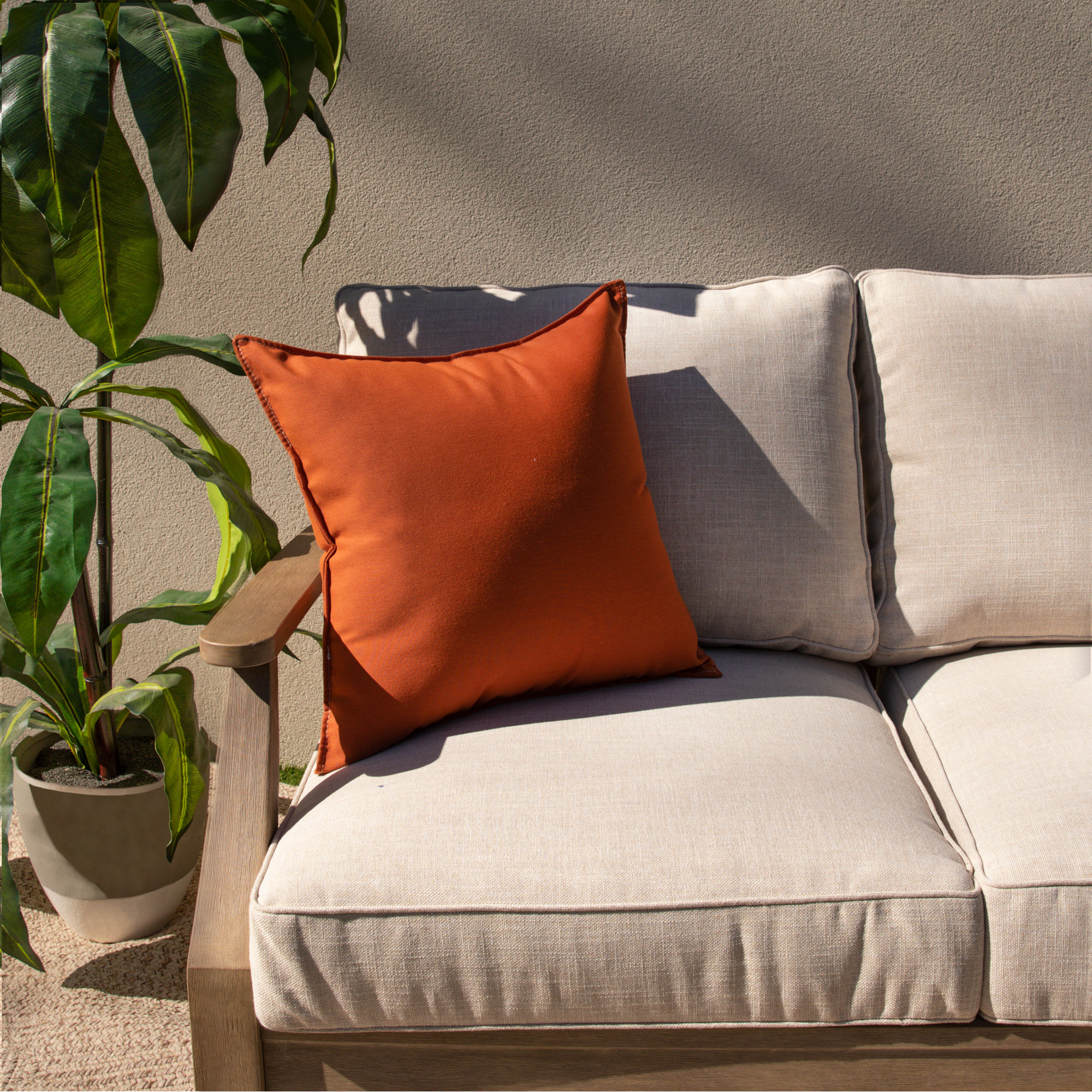 Everley Sunbrella Pillow Cover & Insert, Rust