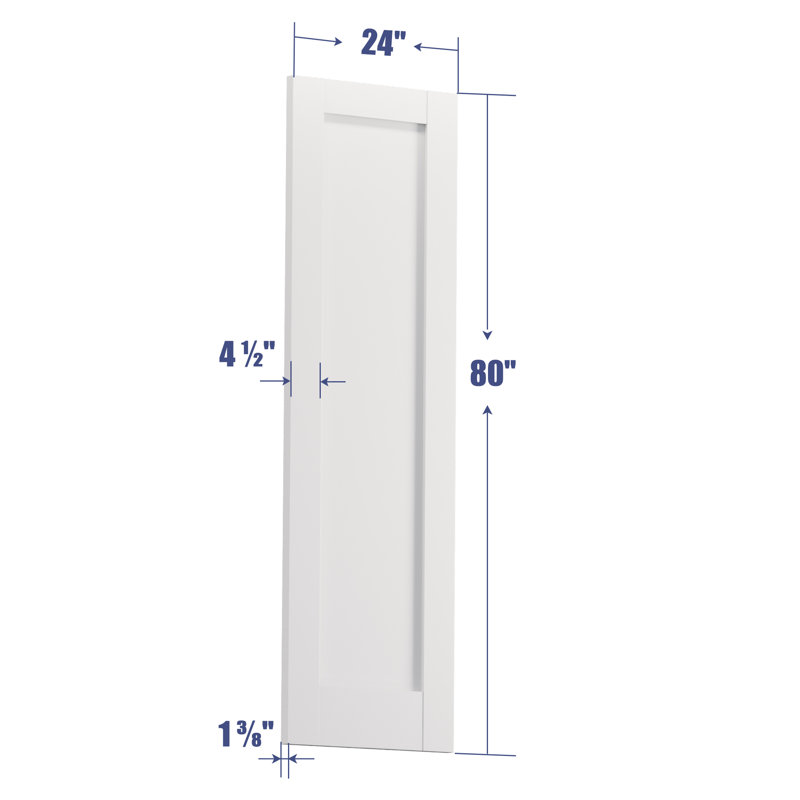 Noyau de porte en bois massif apprêté à 1 panneau en bois manufacturé H 80 po sans trousse de quincaillerie, 24 po x 80 po