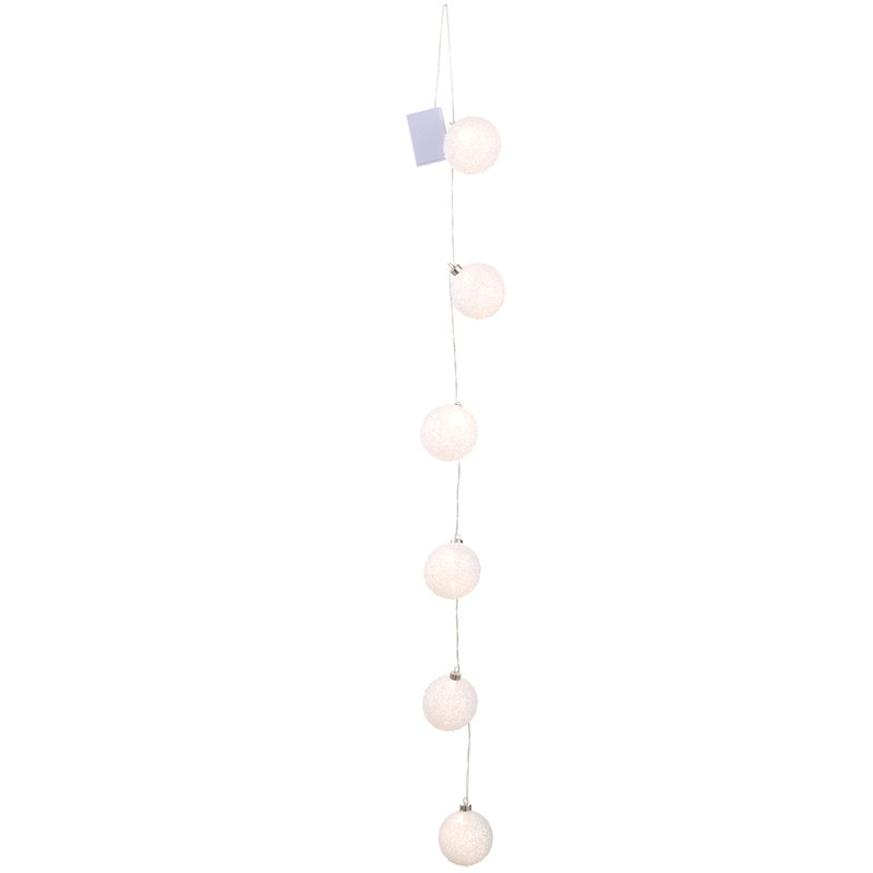 Guirlande lumineuse de boules de verre perlées de 150 cm (59 pouces) fonctionnant sur piles