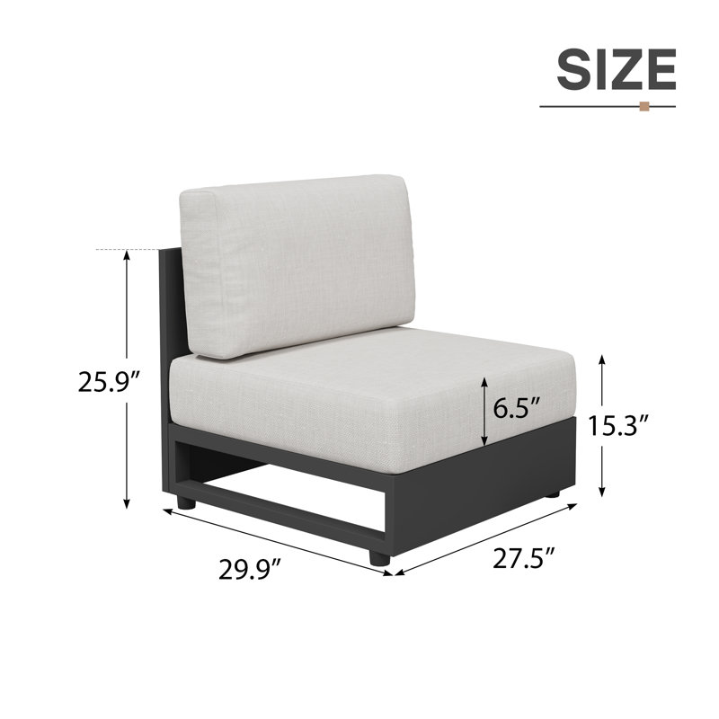Chaise d'extérieur simple avec coussin Zachery