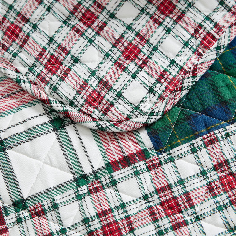 Nautica Emmet Patchwork Red Cotton Reversible Quilt Set, Twin Quilt + 1 Standard Sham