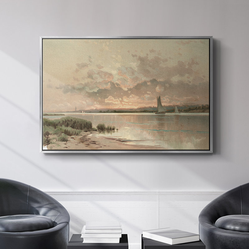 Paysage rétro - XL, H 27 po x l 41 po x P 2 po, Toile avec cadre flottant noir