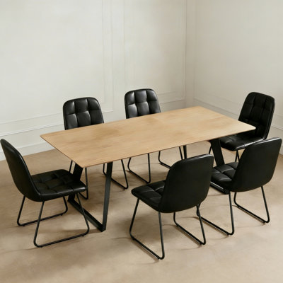 Extendable Dining Table with Upholstered Dining Chairs, Modern Dining Kitchen Table Sets