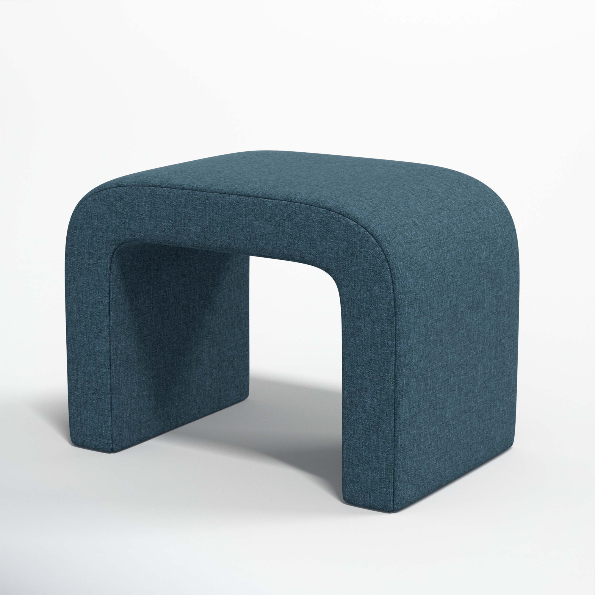 Barley 28" Wide Standard Ottoman, Zuma Navy Textured Linen