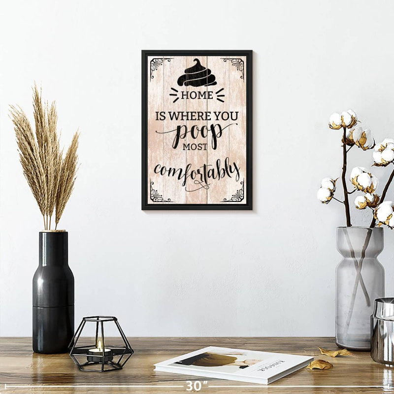 Home Poop Typographie, 9 po x 13 po, Cadre flottant noir