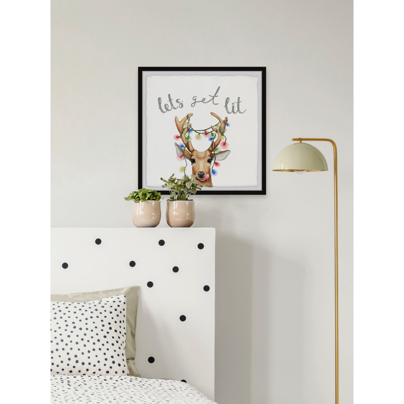 Light-up Antlers - Single Picture Frame Print, 61cm H x 61cm W x 3.81cm D