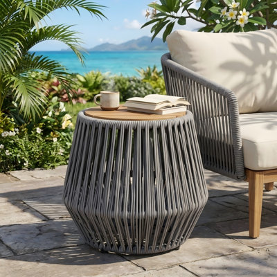 Table d'appoint de patio avec base en corde