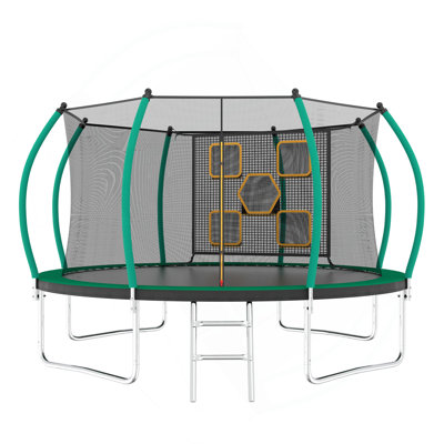 Trampoline 12FT avec enceinte - Trampolines récréatives avec échelle, trampoline extérieur homologué ASTM pour enfants