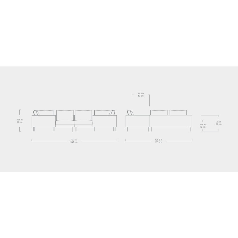 Renfrew U Shaped Sectional, Mersey Caribou