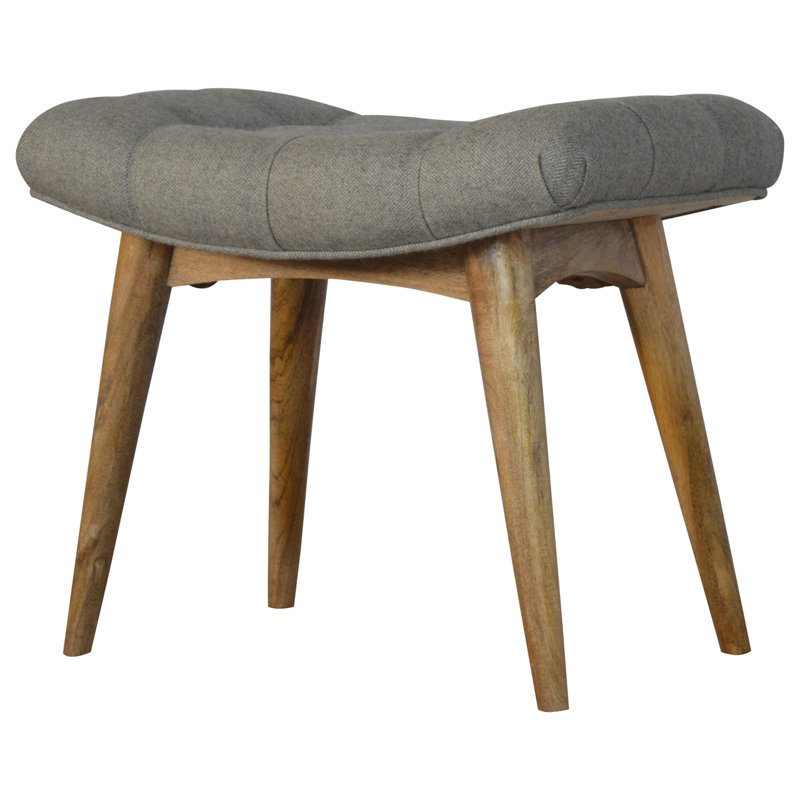 Grey Tweed Upholstered Bench