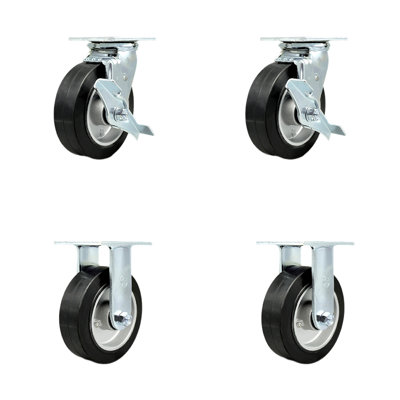 4-Piece Rubber and Aluminum Caster Set