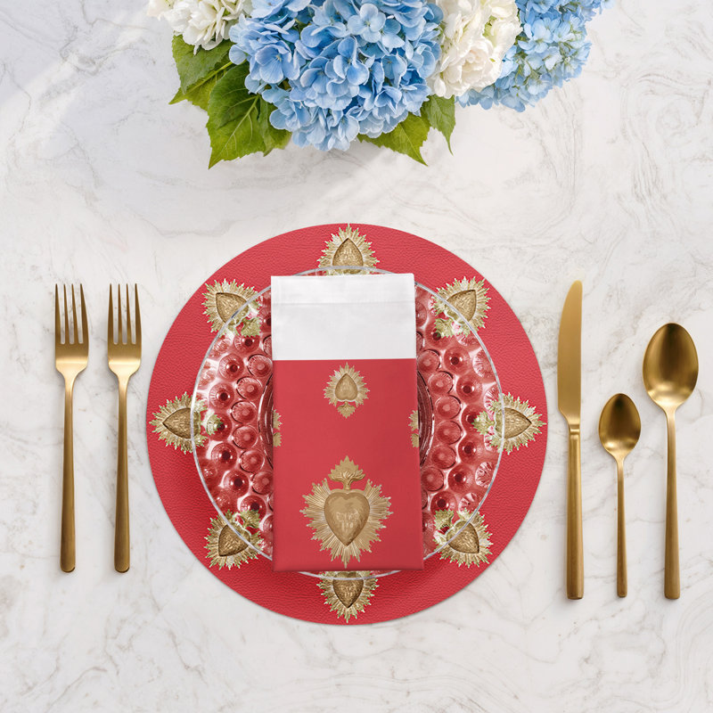 Ex Vote Cotton Sateen Dinner Napkins, Crimson