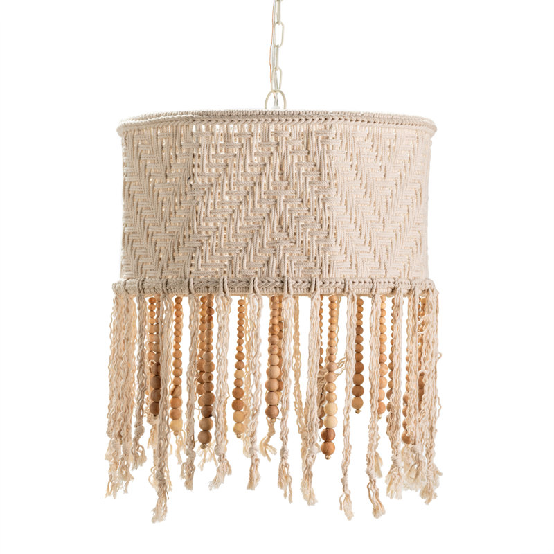 Luminaire tambour suspendu unique à 1 lumière avec des accents perlés