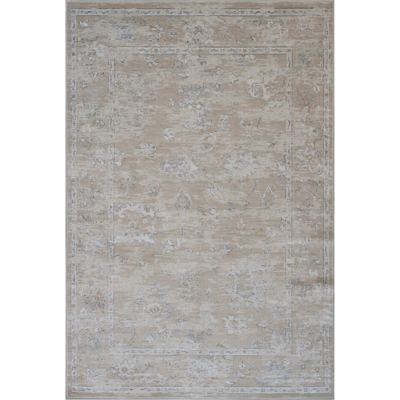 Tapis brun, ivoire, taupe et blanc Panettone, Rectangulaire 8 pi x 10 pi