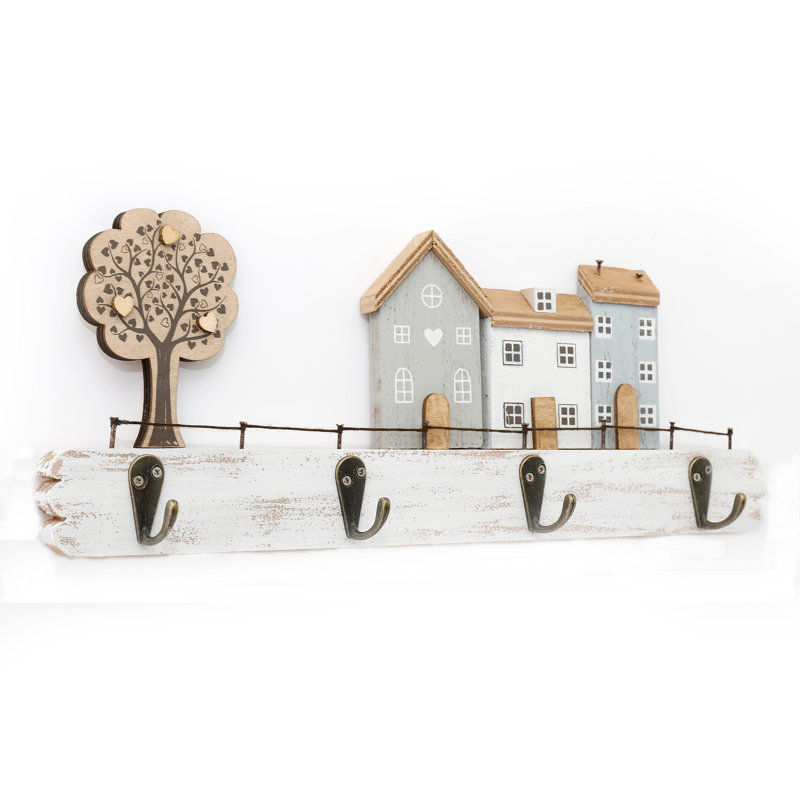 Wall 4 - Hook Wall Mounted Coat Rack