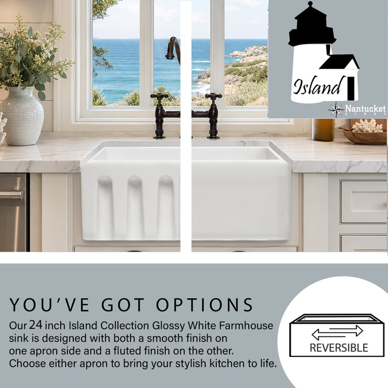 Island 35.75'' L Single Basin Kitchen Sink, 24"